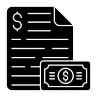 Folded paper with banknote, icon of financial document icon vector