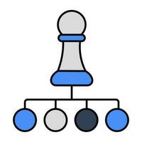 Strategy game icon, flat design of chess rook vector