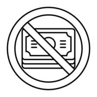 Conceptual linear design icon of no cash vector