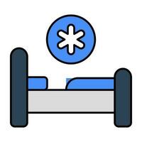 An flat design icon of hospital bed vector