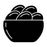 Eggs bowl icon, editable vector