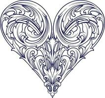 Luxury vintage petals heart flourish engraving ornament silhouettevector illustrations for your work logo, merchandise t-shirt, stickers and label designs, poster, greeting cards advertising business vector