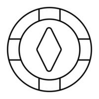 A linear design icon of casino token vector