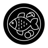 A solid design icon of fish vector