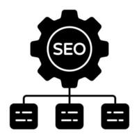 Conceptual solid design icon of seo setting vector