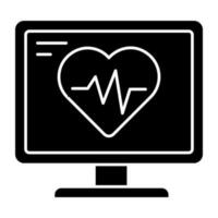 un icono de diseño único del monitor de ecg vector