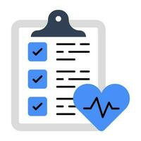 A flat design icon of ecg report vector