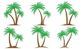 Palm Trees Set Isolated On White Background. Palm Silhouettes. Design Of Palm Trees For Posters, Banners And Promotional Items. Vector Illustration. Palm Icon On White Background