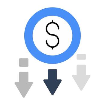 Modern design icon of dollar value decrease vector