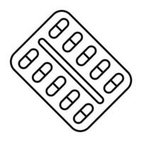 An editable design icon of pills strip vector