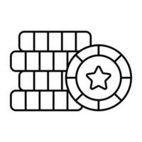 A linear design icon of casino tokens vector