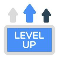 A flat design icon of mobile game level up vector