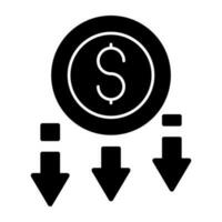 Modern design icon of dollar value decrease vector
