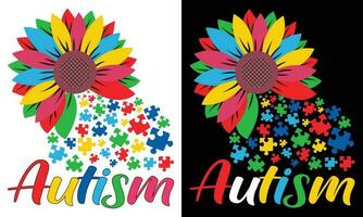 Autism Awarneness T-shirt Design Vector Illustratiion- Autism T-shirt Design Concept. All Designs Are Colorful And Created Using Ribbon, Puzzles, Love, Etc.Autism Background, Banner, Poster