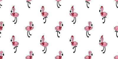 Flamingo seamless pattern vector Christmas Santa Claus hat Xmas pink Flamingos exotic bird tropical scarf isolated cartoon illustration tile background repeat wallpaper