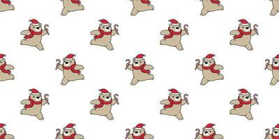 oso sin costura modelo vector polar oso Navidad Navidad Papa Noel claus dibujos animados bufanda aislado loseta antecedentes repetir fondo de pantalla