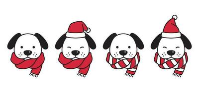 perro vector Navidad francés buldog Papa Noel claus sombrero Navidad bufanda icono perrito cabeza dibujos animados personaje logo ilustración