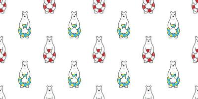 Bear seamless pattern vector Polar Bear swimming ring pool beach cartoon scarf isolated gift wrap repeat wallpaper tile background