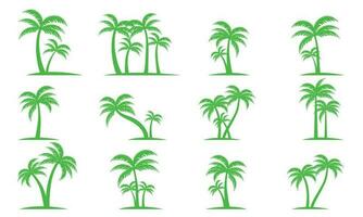 Palm Trees Set Isolated On White Background. Palm Silhouettes. Design Of Palm Trees For Posters, Banners And Promotional Items. Vector Illustration. Palm Icon On White Background