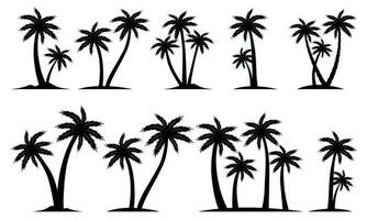 Black Palm Trees Set Isolated On White Background. Palm Silhouettes. Design Of Palm Trees For Posters, Banners And Promotional Items. Vector Illustration. Palm Icon On White Background