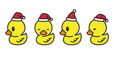 Pato vector Navidad Papa Noel claus sombrero Navidad icono logo caucho Pato personaje dibujos animados ilustración amarillo