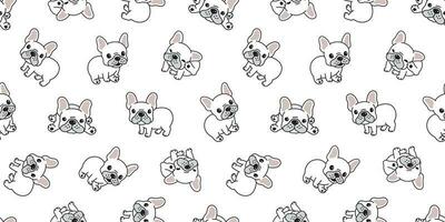 Dog seamless pattern french bulldog vector repeat background tile wallpaper isolated cartoon white