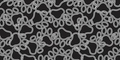 Dog Paw seamless pattern vector footprint cat puppy scarf isolated tile background repeat wallpaper cartoon illustration black