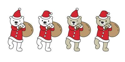 Bear vector Christmas polar bear Santa Claus gift cartoon character icon illustration logo