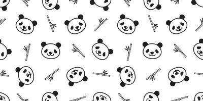 bear seamless pattern panda vector polar bear teddy bamboo scarf isolated tile background cartoon repeat wallpaper doodle illustration