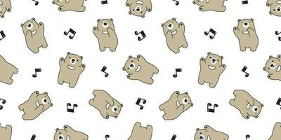 Bear seamless pattern vector Polar Bear singing song music note dancing cartoon scarf isolated tile background repeat wallpaper gift wrap