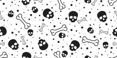 Skull seamless pattern Halloween vector bone Crossbones pirate Ghost polka dot scarf isolated tile background illustration repeat wallpaper