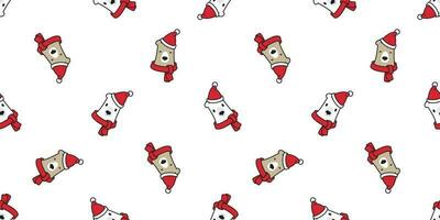 Bear seamless pattern vector Christmas tree polar bear Santa Claus hat scarf isolated illustration cartoon tile background repeat wallpaper