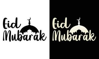 Eid Mubarak Typography and Calligraphy. Eid ul-Fitr, Eid ul-Adha. Religious holidays are celebrated by Muslims worldwide. Creative Idea, Concept Design Eid Mubarak. Colorful vector background T-shirt
