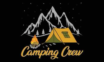 Camping Crew T shirt Design, Camping Vector. Mountain Vector, Graphic vector print for t shirt and background print design.