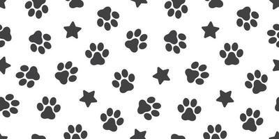 Dog Paw seamless vector footprint pattern kitten puppy star tile background repeat wallpaper illustration cartoon scarf isolated