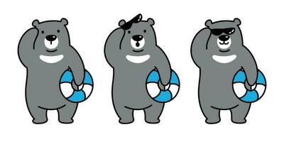 oso vector polar oso icono logo playa nadar anillo dibujos animados personaje ilustración garabatear negro
