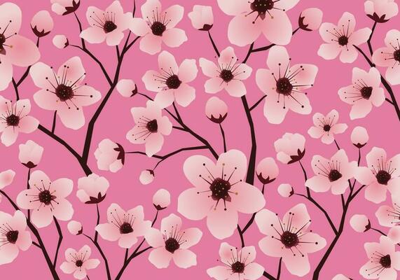 Hand drawn cherry blossom seamless pattern. Japanese spring style geo  botanical on grid background. Soft pink neutral tones. All over print for  asian Stock Vector Image & Art - Alamy