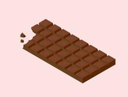 chocolate bars isometric Vector illustration. Chocolate. Pieces, shavings, cocoa fruit. Dark, Milk and Pink Strawberry Chocolates For Valentine's day and White Day. Ingredient for Sweet Dessert