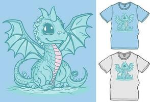 Cute Baby Dragon Vector Illustration