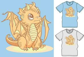 Cute Baby Dragon Vector Illustration