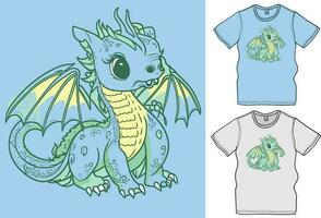 Cute Baby Dragon Vector Illustration