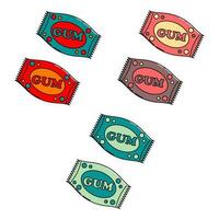set of Chewing bubble gum in package. vector illustrator. vibrant colors, pastel colors.