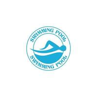 Creative swimming sport emblem logo design vector illustration idea