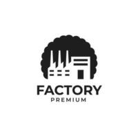Creative factory industry smoke pollution logo design illustration idea vector