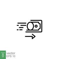 Money transfer icon. Simple outline style. Deposit, cash, fast payment, pound, atm, business concept. Thin line symbol. Vector symbol illustration isolated on white background. EPS 10.