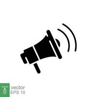 Megaphone icon. Simple solid style. Loudspeaker, bullhorn, broadcast, noise, marketing, business concept. Black silhouette, glyph symbol. Vector illustration isolated on white background. EPS 10.