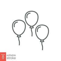 Balloon icon. Simple outline style. Birthday, party, celebration, festival, event, decoration concept. Thin line symbol. Vector illustration isolated on white background. Editable stroke EPS 10.