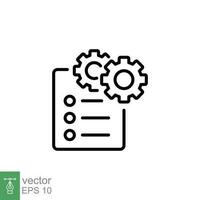 Attributes icon. Simple outline style. Attribute, document, gear, success, technology concept. Thin line symbol. Vector symbol illustration isolated on white background. EPS 10.