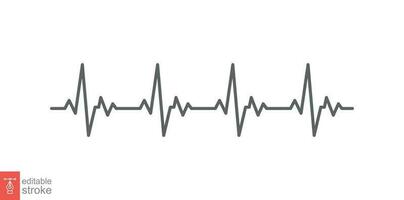 Heart cardiogram icon. Simple outline style. Heartbeat, pulse, ecg, ekg, electrocardiogram, medical concept. Thin line symbol. Vector illustration isolated on white background. Editable stroke EPS 10.