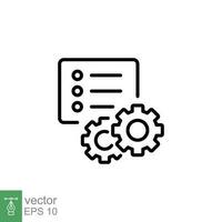 Attributes icon. Simple outline style. Attribute, document, gear, success, technology concept. Thin line symbol. Vector symbol illustration isolated on white background. EPS 10.